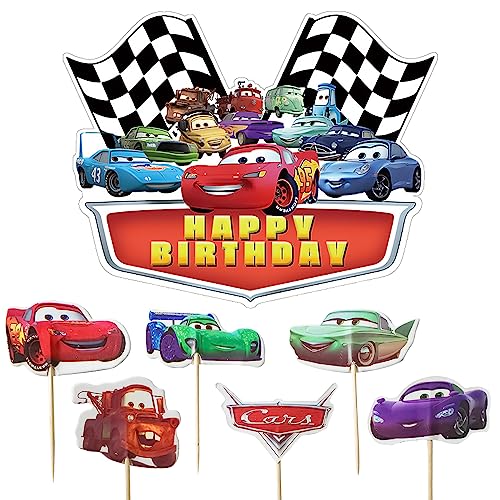 49 Stücke Auto Tortendeko Cars Cupcake Topper Muffins Deko Cake Decoration Auto Kuchen Deko für Kindergeburtstage, Babypartys, Familienfeiern von HOBBOY