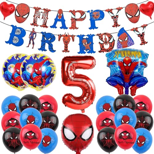 Kindergeburtstag Luftballons Geburtstag Party Set, 24 Stück Geburtstagsdeko 5 Jahre mit Happy Birthday Banner, Partydekoration Set für Kindergeburtstag Deko 5. Geburtstag von HOBBOY