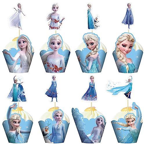 HOBBOY Tortendekoration Mädchen, 48 Stück Prinzessin Cupcake Topper Deko Tortendeko, Tortenaufleger Geburtstag für Kinder, Tortendeko Kindergeburtstag von HOBBOY