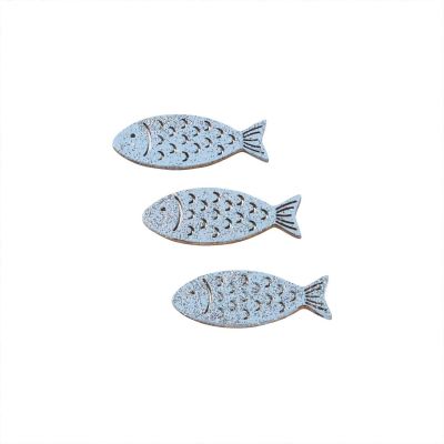 Holz-Fische hellblau mit Glimmer 6 Stück von HobbyFun