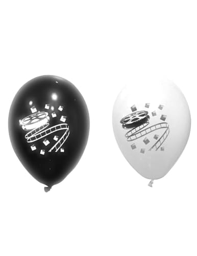 8 Schwarz-Weisse Latex Ballons Kino - Grau, Weiss von HOBI
