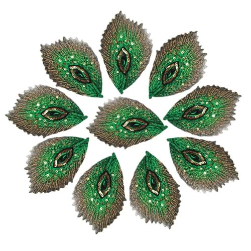 10/20PCS Grüne Pfauenfedern Pailletten Mesh Gestickte Nähen Patches Abzeichen Für Kleid DIY Applikationen Dekoration 10/20PCS Grüne Pfauenfedern Pailletten Mesh Gestickte Nähen Patches Abzeichen Für Kleid DIY Applikationen Dekoration von HOCEDO