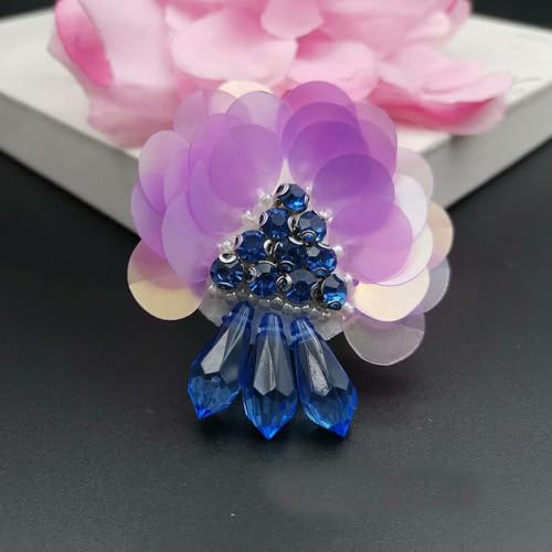 10 Stück 3D handgefertigte kleine Blumen-Pailletten-Applikationen zum Aufnähen für Kleidung, Perlen, Schwarz, Weiß von HOCEDO