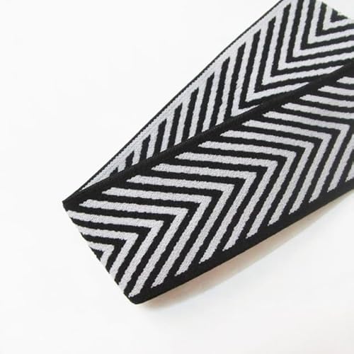 2/5 m 4 cm elastisches Band, Jacquard-Grau, Gummiband, klassisches schwarz-weißes Muster, elastischer Gürtel für Kleidung, Hosen, Nähzubehör von HOCEDO