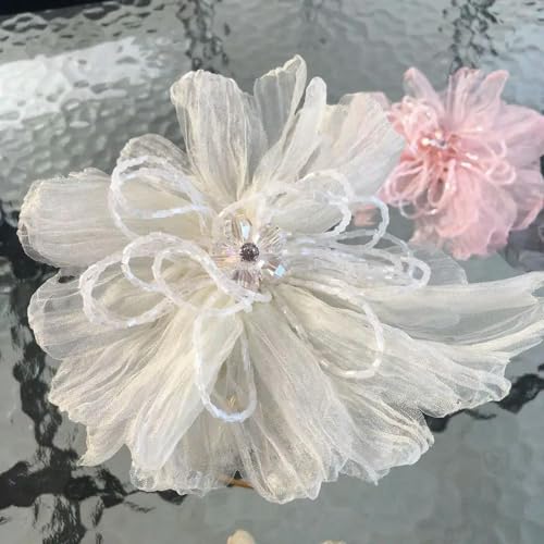 2 Stück/Lot handgemachte Blumen-Patch-Garn-Blume, große Perlen-Blumen-Patch, Hochzeitskleid, Anzug, Dekoration, handgefertigte Perlen-Blumen-Applikation von HOCEDO