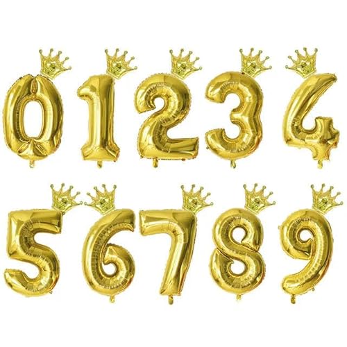 2 Stück 32-Zoll-Regenbogen-Zahlen-Folienballons mit Krone für Kinder, Jungen, Mädchen, 1. Geburtstag, Party-Dekorationen, Roségold von HOCEDO