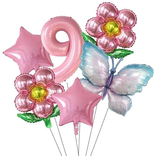 6 teile/satz Schmetterling 40 zoll Anzahl Ballons Rosa Blau Sonnenblume Baby Dusche Dekor Helium Ballon Geburtstag Party Hochzeit Liefert von HOCEDO