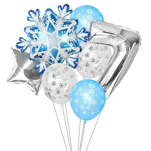 7 Stücke Erste Weihnachten Party Ballon Dekor Folie Schneeflocke Zahlen Ballon Kit Winter Thema Geburtstag Dekor 0 1 2 3 4 5 6 7 Ballon von HOCEDO