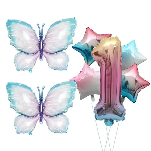 7 Teile/satz Riesige Bunte Schmetterling Luftballons Große 40 zoll Anzahl Folie Ball Schmetterling Geburtstag Party Dekorationen Lieferungen für Mädchen von HOCEDO