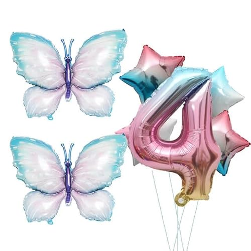 7 Teile/satz Riesige Bunte Schmetterling Luftballons Große 40 zoll Anzahl Folie Ball Schmetterling Geburtstag Party Dekorationen Lieferungen für Mädchen von HOCEDO