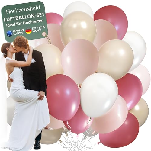 Hochzeitsheld® Luftballons Hochzeit Altosa 50 Stück - 100% Made in EU aus biologisch abbaubaren Kautschuklatex - Helium Ballons Hochzeit, Luftballon Hochzeit, Hochzeit Luftballons, Hochzeitsballons von HOCHZEITSHELD