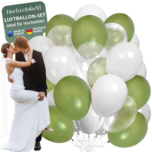 Hochzeitsheld® Luftballons Hochzeit Grün 25 Stück - 100% Made in EU aus biologisch abbaubaren Kautschuklatex - Helium Ballons Hochzeit, Luftballon Hochzeit, Hochzeit Luftballons, Hochzeitsballons von HOCHZEITSHELD