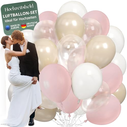 Hochzeitsheld® Luftballons Hochzeit Rosa - 100% Made in EU aus biologisch abbaubaren Kautschuklatex - Helium Ballons Hochzeit, Luftballon Hochzeit, Hochzeit Luftballons, Hochzeitsballons von HOCHZEITSHELD