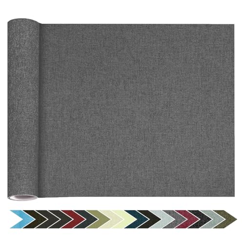 Flicken Selbstklebend Stoff, Leinen Reparatur Patches, Stoffe Reparatur, 20 x 100 cm Leinenstoff Patches Selbstklebend für Sofa, Bürostuhl, Autositze, Kopfteile, Vorhang - Dunkel Grau von HOCOXW