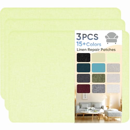 Flicken Selbstklebend Stoff, Leinen Reparatur Patches, Stoffe Reparatur, 20 x 28 cm Leinenstoff Patches Selbstklebend für Sofa, Bürostuhl, Autositze, Kopfteile, Vorhang - Beige (3 Stück) von HOCOXW