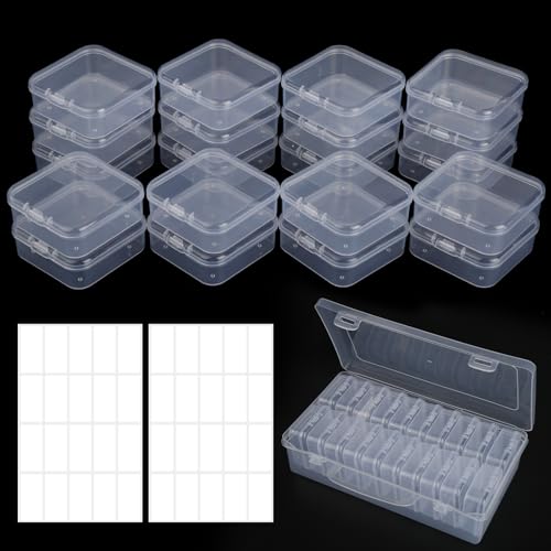 20 Stück Kleine Plastikbox mit Deckel, Sortierboxen für Kleinteile, Aufbewahrungsbox mit Deckel Klein mit 1 Groß und 19 Kleine Plastikbox und Aufkleber, Plastikbox für Schmuck, Bastelartikel von HOCUCHELAND