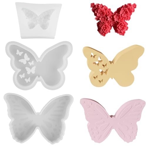 3 stück Silikonform Schmetterling, Schmetterling Gipsformen zum Gießen, 3D Schmetterling Silikonformen, Silikonform Frühling Giessform Silikon für Seife Handwerk von HOCUCHELAND