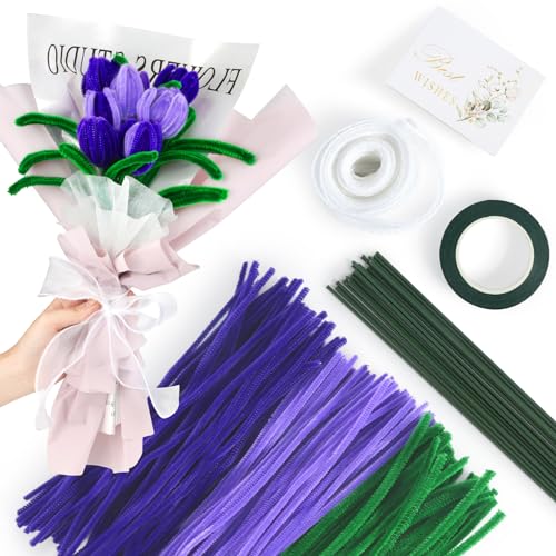 300 Stück Pfeifenreiniger Blumen, 3 Farben Pfeifenputzer Zum Basteln mit Geschenkpapier, GrußKarte, Band, Blumenstab, Chenilledraht Bunt Geeignet für 16-20 Tulpen oder Lavendelsträuße 300 Stück Pfeifenreiniger Blumen, 3 Farben Pfeifenputzer Zum Basteln mit Geschenkpapier, GrußKarte, Band, Blumenstab, Chenilledraht Bunt Geeignet für 16-20 Tulpen oder Lavendelsträuße von HOCUCHELAND