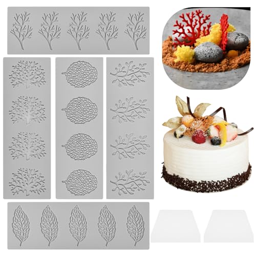 5 Stück Blätter Silikonform, 3D Silikonformen mit 2 Abstreifern, DIY Kuchendekorationen Fondant Silikonform Spitzenform Backen für Schokolade, Gummis, Kuchendekoration, Desserts, Kuchen Deko 5 Stück Blätter Silikonform, 3D Silikonformen mit 2 Abstreifern, DIY Kuchendekorationen Fondant Silikonform Spitzenform Backen für Schokolade, Gummis, Kuchendekoration, Desserts, Kuchen Deko von HOCUCHELAND