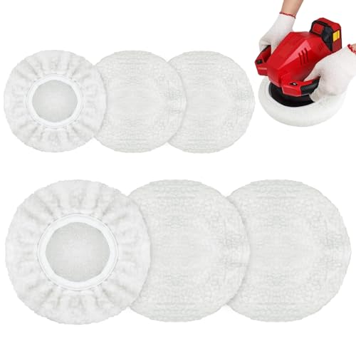 6 Stück Polierhaube, 2 Größen Lammwolle Polierhauben für 220mm-250mm/120mm-140mm Poliermaschinen, Polieraufsatz für Auto Poliermaschinen CE-CB 18/254 Li, CC-PO 90, Polierpads für Polieren, Wachse von HOCUCHELAND