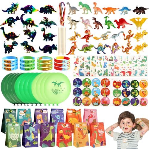84 Stk Dino Party Mitgebsel Kindergeburtstag, Dino Geburtstag Mitgebsel mit Mini Dino Kratzpapier 3D-Puzzlespiel Dino Silikon Armbänder Luftballons, Dinosaurier Party Kleine Geschenke für Kinder 84 Stk Dino Party Mitgebsel Kindergeburtstag, Dino Geburtstag Mitgebsel mit Mini Dino Kratzpapier 3D-Puzzlespiel Dino Silikon Armbänder Luftballons, Dinosaurier Party Kleine Geschenke für Kinder von HOCUCHELAND