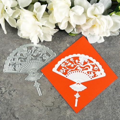 10,2 x 10,4 cm große Metall-Stanzformen im antiken Stil, faltbare Fächer, Schablonen für Scrapbooking, Basteln, Kartenherstellung, Papieralbum-Dekoration von HOFALUYUSUN