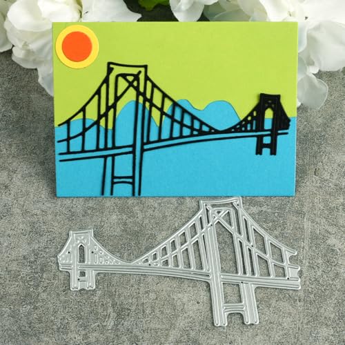 11,3 x 6,6 cm, Motiv: Stadtlandschaft, Brücke, Metall-Stanzformen für Scrapbooking, Basteln, Kartenherstellung, Papieralbum-Dekoration 11,3 x 6,6 cm, Motiv: Stadtlandschaft, Brücke, Metall-Stanzformen für Scrapbooking, Basteln, Kartenherstellung, Papieralbum-Dekoration von HOFALUYUSUN