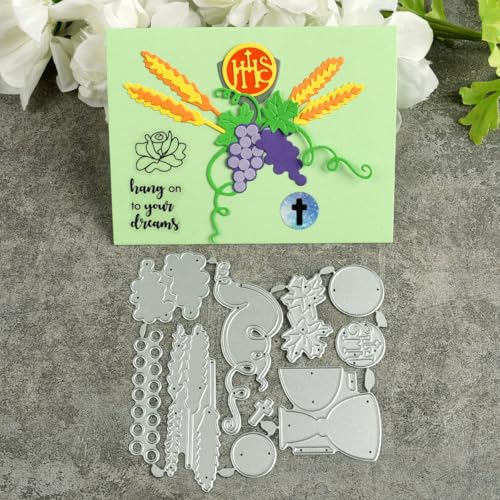 12 x 11,3 cm Trauben- und Weizenohren, Grußkarten, Metall-Stanzformen für Scrapbooking, Basteln, Kartenherstellung, Papieralbum-Dekoration 12 x 11,3 cm Trauben- und Weizenohren, Grußkarten, Metall-Stanzformen für Scrapbooking, Basteln, Kartenherstellung, Papieralbum-Dekoration von HOFALUYUSUN