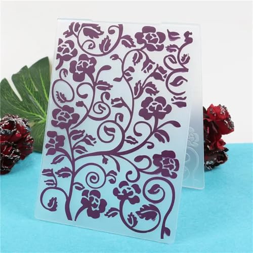 14,8 x 10,4 cm Rosenblüten Kunststoff Prägeschablonen Schablonen für Scrapbooking, Papierkartenherstellung, Bastelvorlage von HOFALUYUSUN