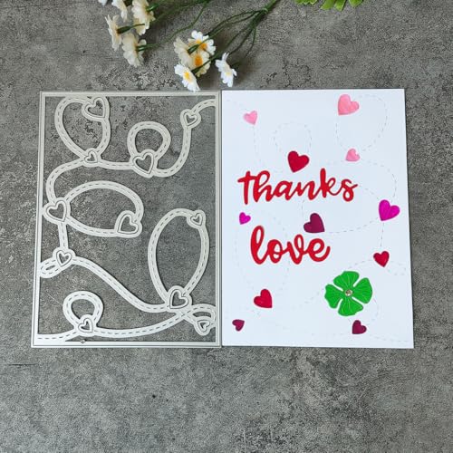18,1 x 13,1 cm Herz-Kurven-Hintergrundmuster, Grußkarten, Metall-Stanzformen für Kartenherstellung, Stanzschablonen für Scrapbooking, Fotoalbum, dekorative Prägeschablone von HOFALUYUSUN