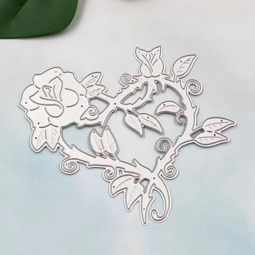 9,8 x 8,6 cm, Herz-Rose, Metall-Stanzformen für Scrapbooking, Alben, Papierkarten, dekoratives Handwerk, Bastelbedarf von HOFALUYUSUN