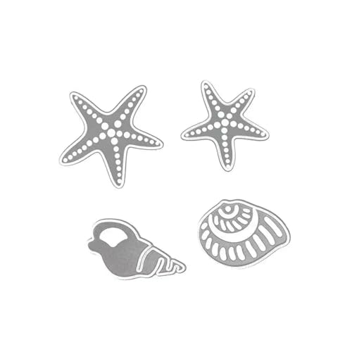 Metall-Stanzformen, 4 x 3,9 cm, Seestern, Muscheln, Scrapbooking, Basteln, Heimdekoration, 4 Stück von HOFALUYUSUN