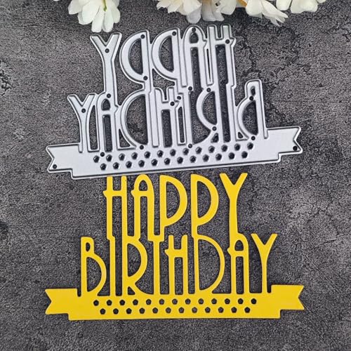 Metall-Stanzformen "Happy Birthday", 8,2 x 4,6 cm, englische Wörter, zum Basteln von Karten, Stanzschablonen für Scrapbooking, Fotoalbum, dekorative Prägeschablone Metall-Stanzformen "Happy Birthday", 8,2 x 4,6 cm, englische Wörter, zum Basteln von Karten, Stanzschablonen für Scrapbooking, Fotoalbum, dekorative Prägeschablone von HOFALUYUSUN