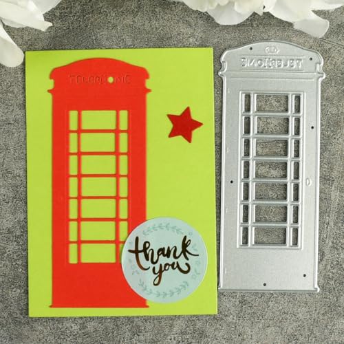 Metall-Stanzformen für Grußkarten, Retro-Telefonzelle, 10,4 x 4,4 cm, Schablonen für Scrapbooking, Basteln, Kartenherstellung, Papieralbum-Dekoration Metall-Stanzformen für Grußkarten, Retro-Telefonzelle, 10,4 x 4,4 cm, Schablonen für Scrapbooking, Basteln, Kartenherstellung, Papieralbum-Dekoration von HOFALUYUSUN