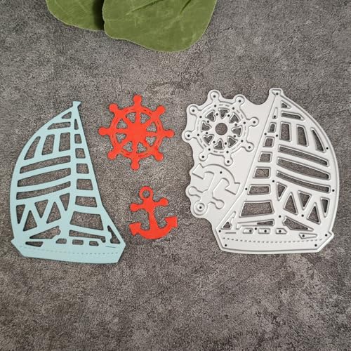 Metall-Stanzformen für Kartenherstellung, Motiv: Segelboot, Anker, Ruder, 7,5 x 7,1 cm, Stanzschablonen für Scrapbooking, Fotoalbum, dekorative Prägeschablone Metall-Stanzformen für Kartenherstellung, Motiv: Segelboot, Anker, Ruder, 7,5 x 7,1 cm, Stanzschablonen für Scrapbooking, Fotoalbum, dekorative Prägeschablone von HOFALUYUSUN