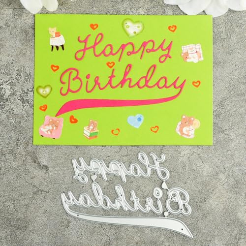 Metall-Stanzformen mit Aufschrift "Happy Birthday", 9,3 x 5,3 cm, Schablonen für Scrapbooking, Basteln, Kartenherstellung, Papieralbum-Dekoration Metall-Stanzformen mit Aufschrift "Happy Birthday", 9,3 x 5,3 cm, Schablonen für Scrapbooking, Basteln, Kartenherstellung, Papieralbum-Dekoration von HOFALUYUSUN