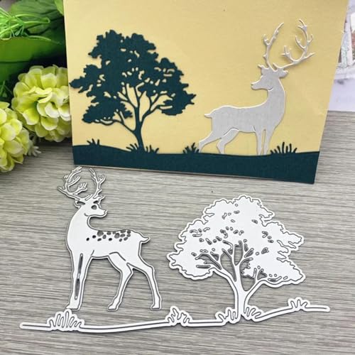 Metall-Stanzformen mit Weihnachtsbaum und Hirsch, 17,5 x 7,4 cm, Prägung, Basteln, Dekor Metall-Stanzformen mit Weihnachtsbaum und Hirsch, 17,5 x 7,4 cm, Prägung, Basteln, Dekor von HOFALUYUSUN