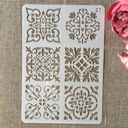 Schablonen zum Basteln, 26 cm, Blumenrand, wiederverwendbare Kunststoffvorlagen für Holz, Wand, Stoff, Leinwand, Möbel, Boden, Stein, Kartenstil, M von HOFALUYUSUN