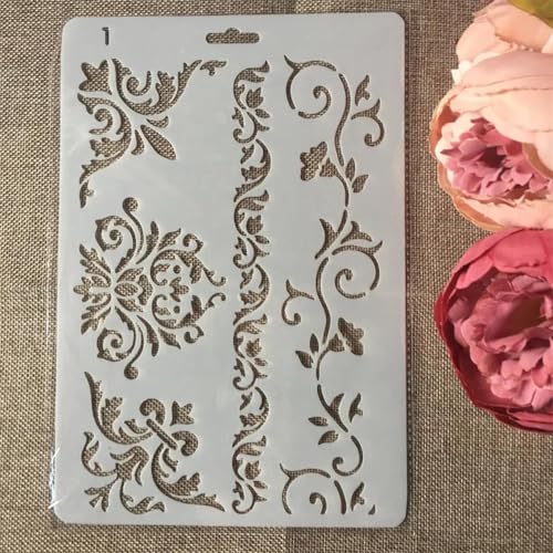 Schablonen zum Basteln, 26 cm, Rosenblüte, wiederverwendbare Kunststoffvorlagen für Holz, Wand, Stoff, Leinwand, Möbel, Boden, Stein, Kartenstil B von HOFALUYUSUN