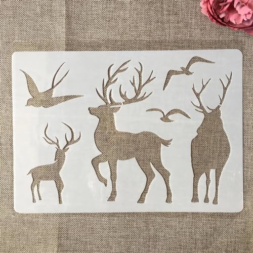 Schablonen zum Basteln, A4, 29 cm, Hirsch, Schwalbe, Vogel, wiederverwendbare Kunststoffvorlagen für Holz, Wand, Stoff, Leinwand, Möbel, Boden, Stein, Karte von HOFALUYUSUN