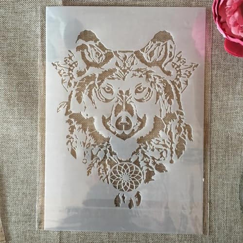 Schablonen zum Basteln, A4, 29 cm, Wolfskopf, wiederverwendbare Kunststoffvorlagen für Holz, Wand, Stoff, Leinwand, Möbel, Boden, Stein, Karte Schablonen zum Basteln, A4, 29 cm, Wolfskopf, wiederverwendbare Kunststoffvorlagen für Holz, Wand, Stoff, Leinwand, Möbel, Boden, Stein, Karte von HOFALUYUSUN