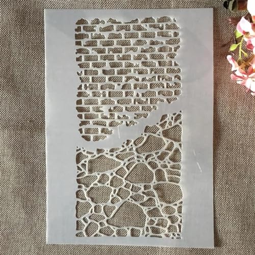 Schablonen zum Basteln, A4, 29 cm, Ziegelmauer-Netz, wiederverwendbare Kunststoffvorlagen für Holz, Wand, Stoff, Leinwand, Möbel, Boden, Stein, Karte von HOFALUYUSUN