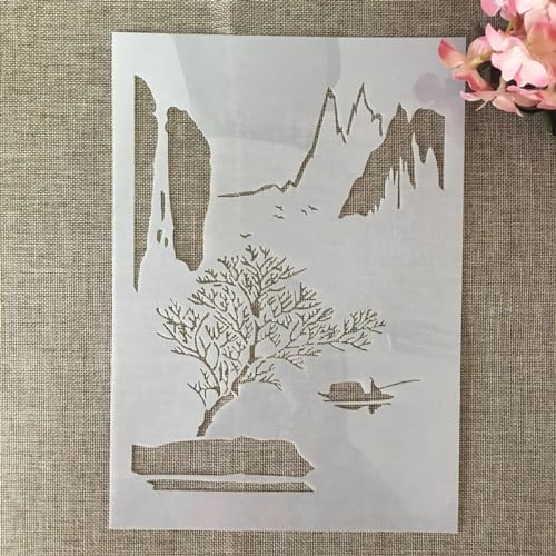 Schablonen zum Basteln, A4, 29 cm, chinesischer Fluss, Bergfischer, wiederverwendbare Kunststoffvorlagen für Holz, Wand, Stoff, Leinwand, Möbel, Boden, Stein, Karte Schablonen zum Basteln, A4, 29 cm, chinesischer Fluss, Bergfischer, wiederverwendbare Kunststoffvorlagen für Holz, Wand, Stoff, Leinwand, Möbel, Boden, Stein, Karte von HOFALUYUSUN