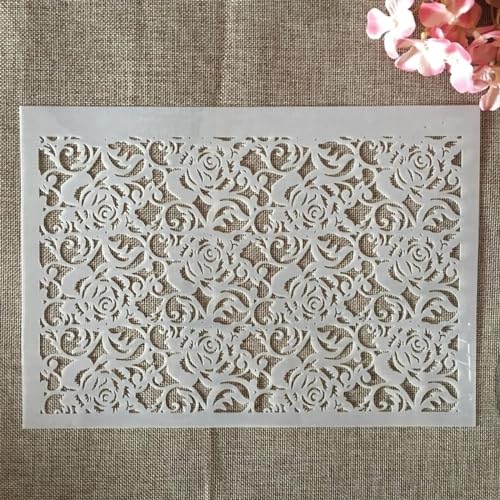 Schablonen zum Basteln, A4, 29 cm, hohle Blumenstruktur, wiederverwendbare Kunststoffvorlagen für Holz, Wand, Stoff, Leinwand, Möbel, Boden, Stein, Karte Schablonen zum Basteln, A4, 29 cm, hohle Blumenstruktur, wiederverwendbare Kunststoffvorlagen für Holz, Wand, Stoff, Leinwand, Möbel, Boden, Stein, Karte von HOFALUYUSUN