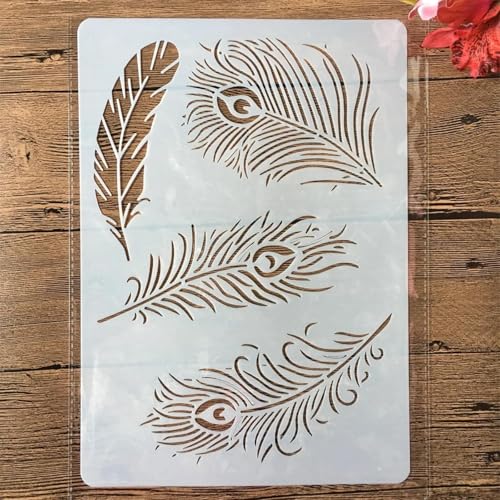 Schablonen zum Basteln, A4, 29 x 21 cm, Mädchen-Schuhe, Rose, Paris, Feder, wiederverwendbare Kunststoffvorlagen für Holz, Wand, Stoff, Leinwand, Möbel, Boden, Stein, Kartenstil 5 von HOFALUYUSUN