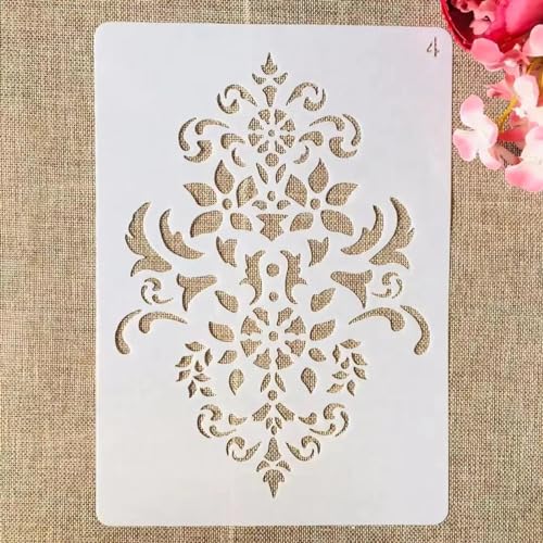 Schablonen zum Basteln, A4, 29 x 21 cm, Rosenblütenrand, wiederverwendbare Kunststoffvorlagen für Holz, Wand, Stoff, Leinwand, Möbel, Boden, Stein, Kartenstil D von HOFALUYUSUN