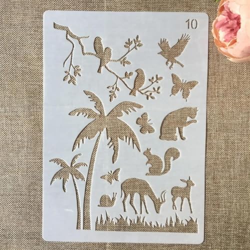 Schablonen zum Malen, A4, 29 x 21 cm, Palme, Schnecke, Katze, Eichhörnchen, wiederverwendbare Schablonen zum Malen auf Holz, Leinwand, Möbelboden, DIY-Kunstbedarf, Dekoration Schablonen zum Malen, A4, 29 x 21 cm, Palme, Schnecke, Katze, Eichhörnchen, wiederverwendbare Schablonen zum Malen auf Holz, Leinwand, Möbelboden, DIY-Kunstbedarf, Dekoration von HOFALUYUSUN