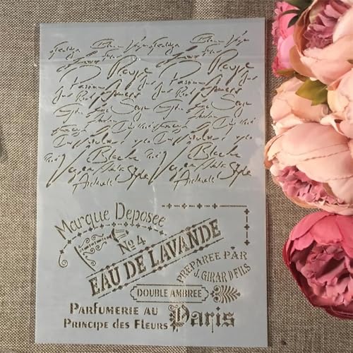 Schablonen zum Malen, A4, 29 x 21 cm, Paris-Blumenrand, wiederverwendbare Schablonen zum Malen auf Holz, Leinwand, Möbelboden, DIY-Kunstbedarf, Dekor-Stil H von HOFALUYUSUN