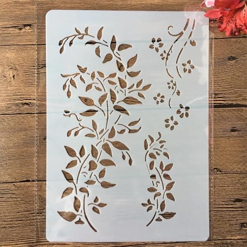 Schablonen zum Malen, A4, 29 x 21 cm, Pfauenfeder, wiederverwendbare Schablonen zum Malen auf Holz, Leinwand, Möbelboden, DIY-Kunstbedarf, Dekor-Stil, M von HOFALUYUSUN