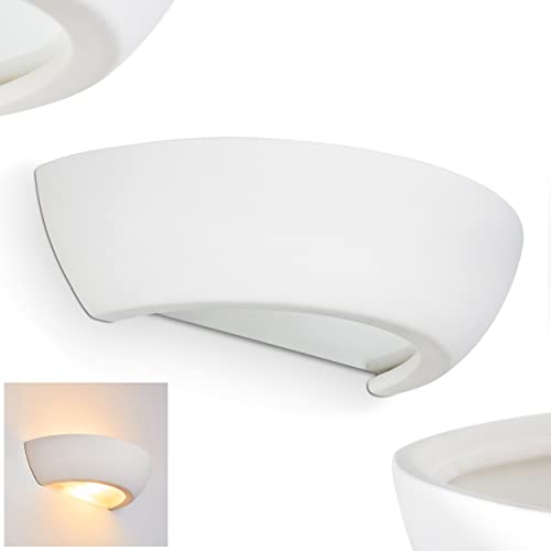 HOFSTEIN Wandlampe Castiglione aus Keramik in Weiß, Wandleuchte mit Up & Down-Effekt, 1 x E27 - Fassung, Innenwandleuchte mit handelsüblichen Farben bemalbar, ohne Leuchtmittel von HOFSTEIN